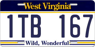 WV license plate 1TB167