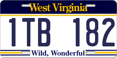 WV license plate 1TB182
