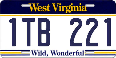 WV license plate 1TB221