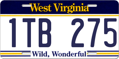 WV license plate 1TB275