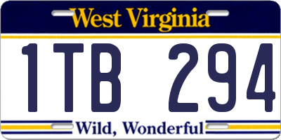 WV license plate 1TB294