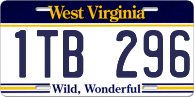 WV license plate 1TB296