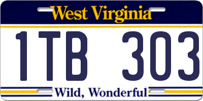WV license plate 1TB303