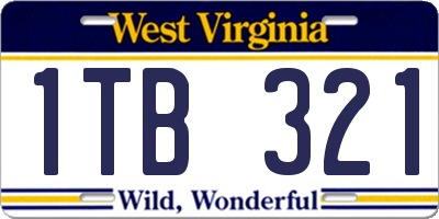 WV license plate 1TB321