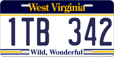 WV license plate 1TB342