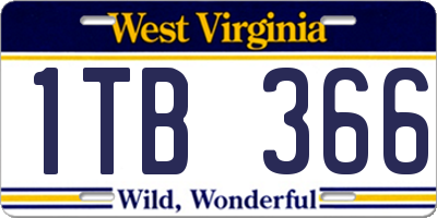 WV license plate 1TB366