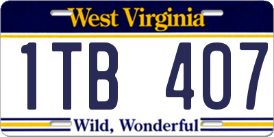 WV license plate 1TB407