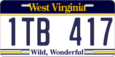 WV license plate 1TB417