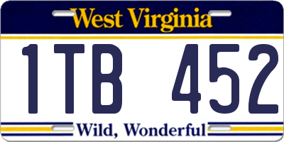 WV license plate 1TB452