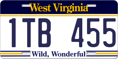 WV license plate 1TB455