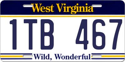 WV license plate 1TB467
