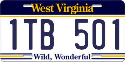 WV license plate 1TB501