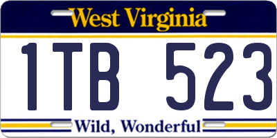 WV license plate 1TB523