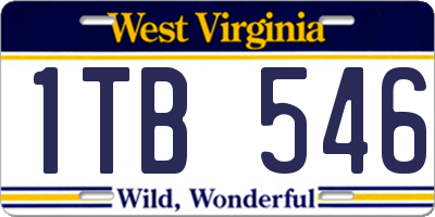 WV license plate 1TB546