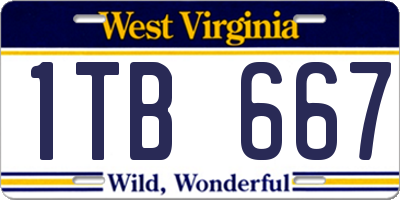 WV license plate 1TB667