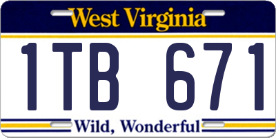 WV license plate 1TB671