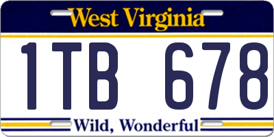 WV license plate 1TB678