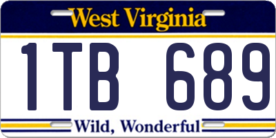 WV license plate 1TB689