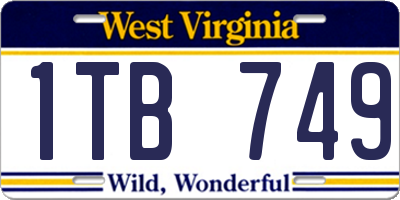 WV license plate 1TB749
