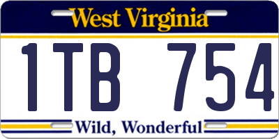 WV license plate 1TB754