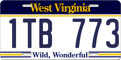 WV license plate 1TB773