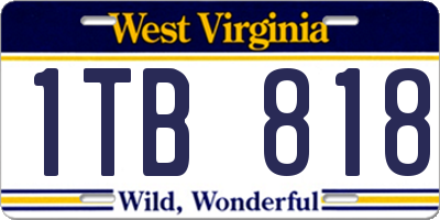 WV license plate 1TB818