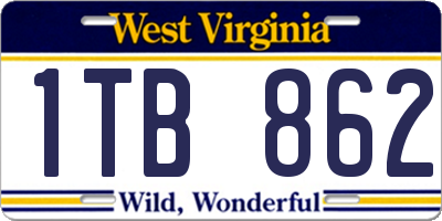 WV license plate 1TB862