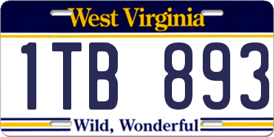 WV license plate 1TB893