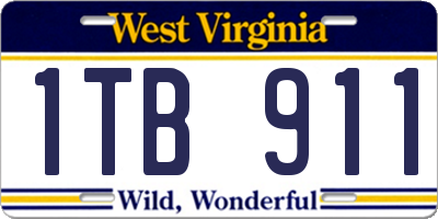 WV license plate 1TB911