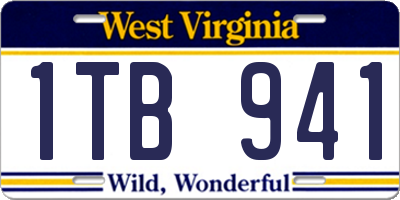 WV license plate 1TB941