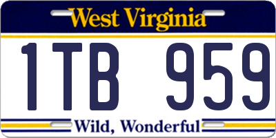 WV license plate 1TB959