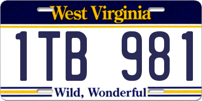 WV license plate 1TB981