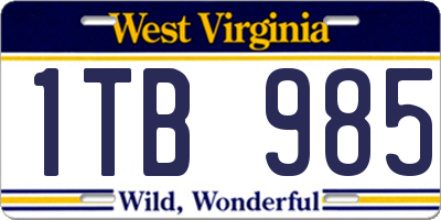 WV license plate 1TB985
