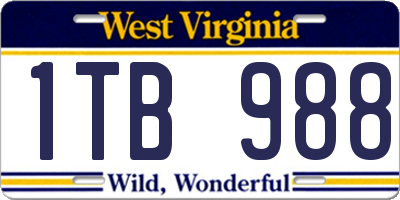 WV license plate 1TB988