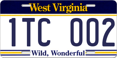 WV license plate 1TC002