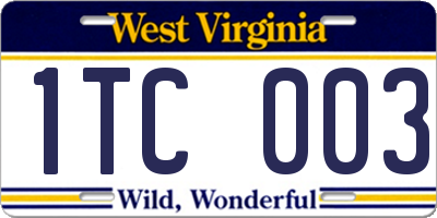 WV license plate 1TC003