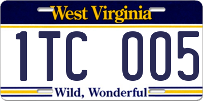 WV license plate 1TC005