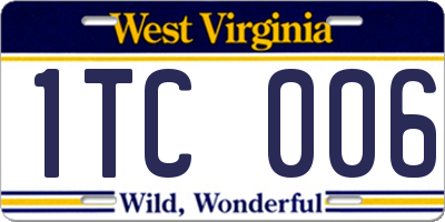 WV license plate 1TC006