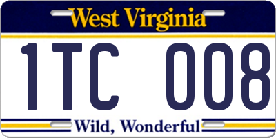 WV license plate 1TC008