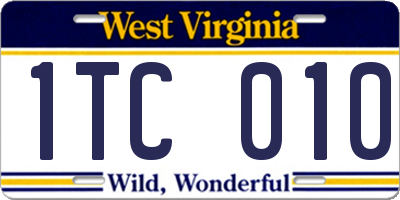 WV license plate 1TC010