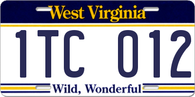WV license plate 1TC012