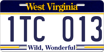 WV license plate 1TC013