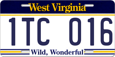 WV license plate 1TC016