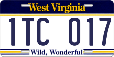 WV license plate 1TC017