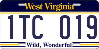 WV license plate 1TC019