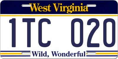 WV license plate 1TC020
