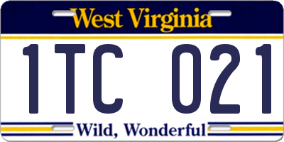 WV license plate 1TC021