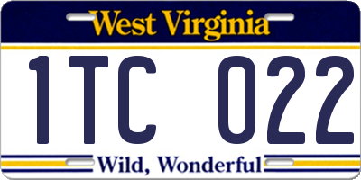 WV license plate 1TC022
