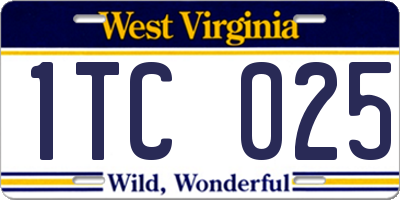 WV license plate 1TC025