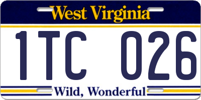 WV license plate 1TC026